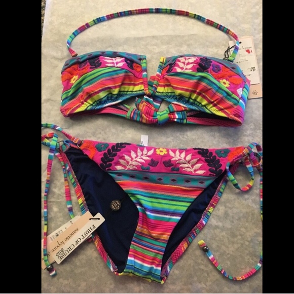 NWT Nanette Lepore Bikini SET Bandeau Top + Bottom - Picture 3 of 8